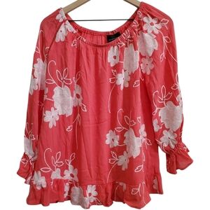 Anthropologie Pink Floral Embroidered Top